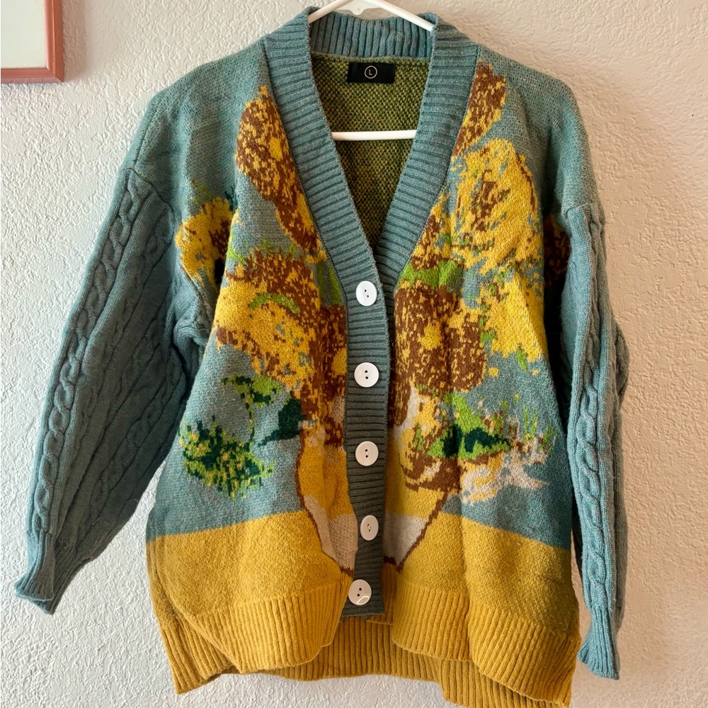 Van Gogh Sunflowers cardigan sweater